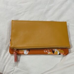 Rachel Pally Mustard and Orange reversible Clutch